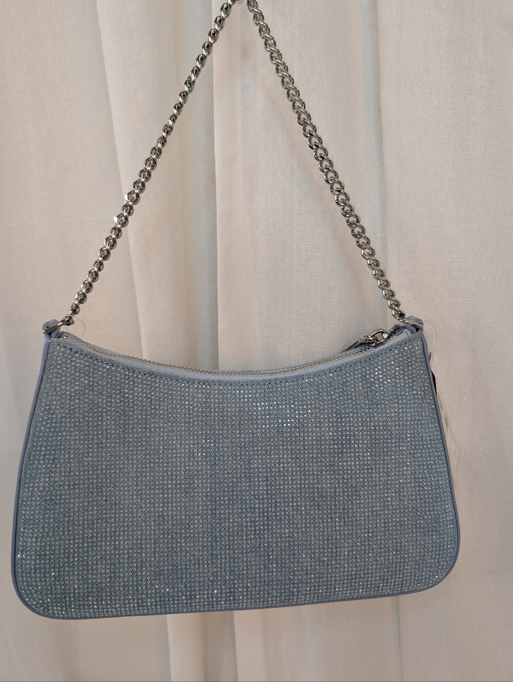 Kate Spade Madison Denim Rhinestone Studded Convertible Crossbody Light Blue - Picture 9 of 13